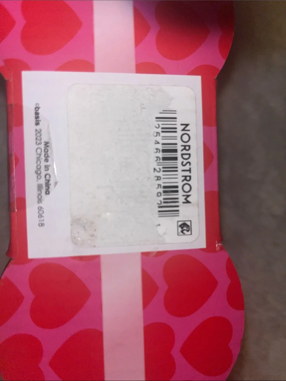Nordstrom Pink and Red Heart Pattern Gift Box